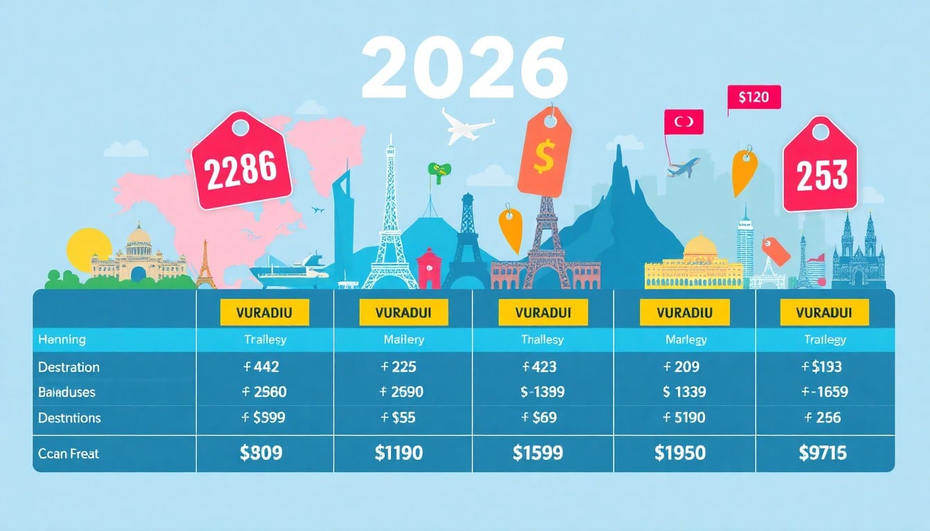 Comparatif des prix selon les destinations en 2026